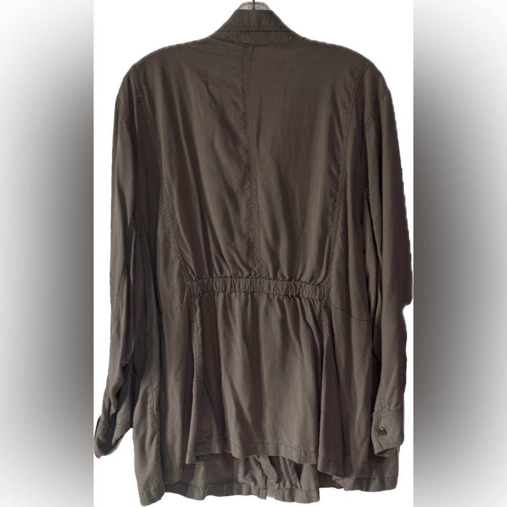 Catherines Utility Jacket Womens 2X Olive 100% Lyocell Studded Collar Zip Front - Picture 3 of 4